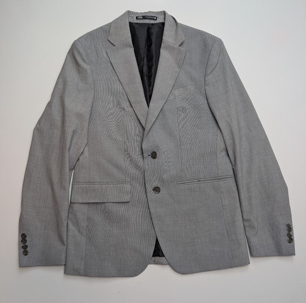 Zara Man Men’s Grey Blazer Jacket Size 36R 2 Button Ventless